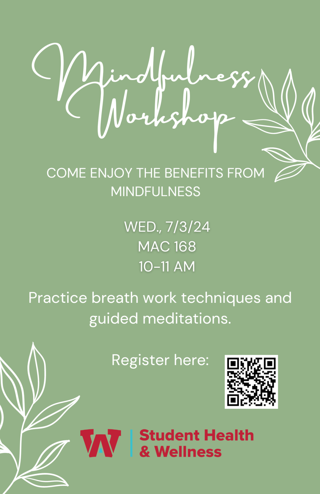 Mindfulness workshop summer 2024 arizona western college